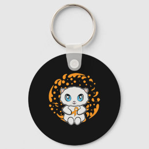 Cute Persian Cat Anime Kitten Leukaemia Awareness Key Ring