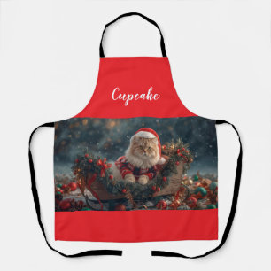 Cute Persian Cat Christmas Personalised Apron
