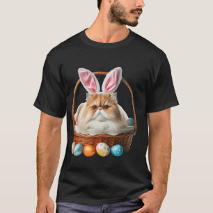 Cute Persian Cat Easter Egg Hunt Owner Bunny Ears T-Shirt