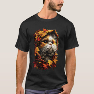 Cute Persian Cat Fall Leaves Forest Vibes Autumn A T-Shirt