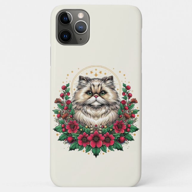 Cute Persian Cat, Floral Persian Kitty Case-Mate iPhone Case (Back)