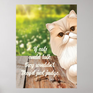 Cute Persian Cat Peek Around Poster