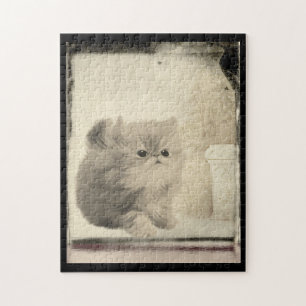 Cute Persian Kitten Vintage Look  Jigsaw Puzzle