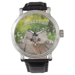 Cute Persian Peeking Cat Watch