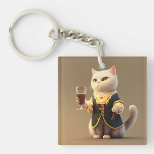 Cute Personal cat servant, funny servant cat Key Ring