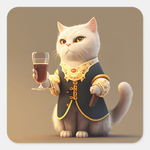  Cute Personal cat servant, funny servant Kitten Square Sticker