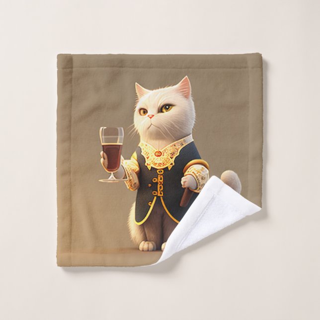  Cute Personal cat servant, funny servant Kitten Wash Cloth (Wash Cloth)