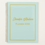 Cute Personal Minimalist Geyser Blue, Gold Monthly Planner<br><div class="desc">Stay on top of your schedule with this Cute Personal Minimalist Geyser & Gold Solid Colour Monthly Planner. Designed with simplicity and elegance in mind, this planner features a soothing geyser blue cover complemented by chic gold accents, creating a stylish and serene look that will brighten up your planning routine....</div>