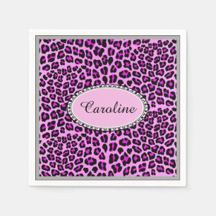 Cute personalise Pink Leopard cheetah Napkin