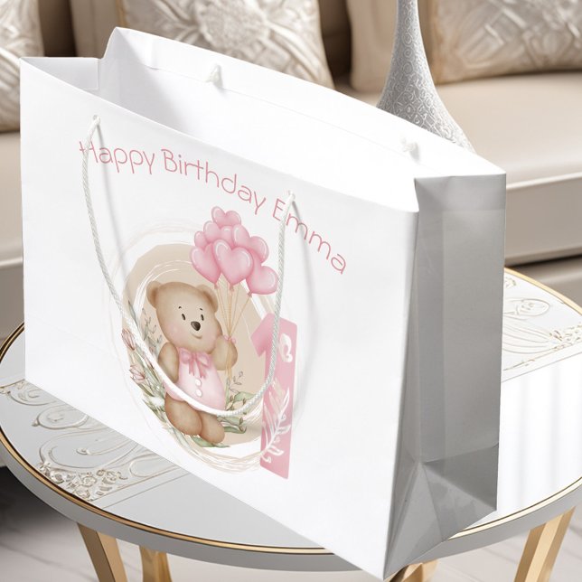 Cute Personalised 1st Birthday Gift Bag For Girl (Cute Personalized 1st Birthday Gift Bag For Girl)