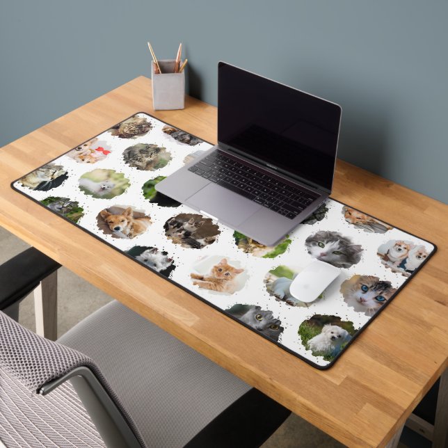 Cute Personalised 24 Photo Collage Desk Mat (Office 2)