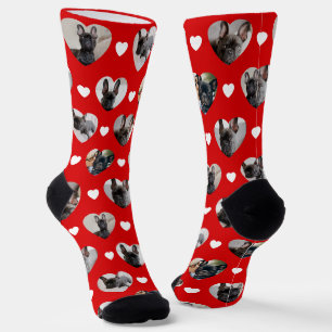 Cute Personalised 6 Heart-Shaped Pet Photos Socks