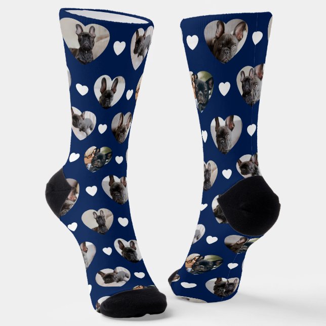 Cute Personalised 6 Heart-Shaped Pet Photos Socks (Angled)