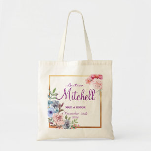Cute personalised abstract maid of honour wedding tote bag
