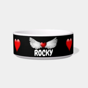 Cute Personalised Angel Wings Pet Bowl