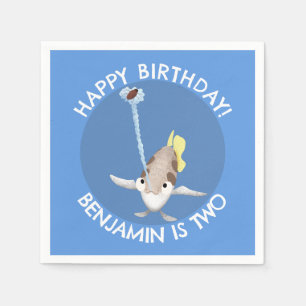 Cute personalised Archerfish cartoon birthday Napkin