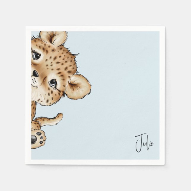 Cute Personalised Baby Animal Shower Napkin (Front)