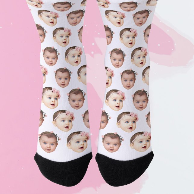 Cute Personalised Baby Kids Face 2 Photos Socks (Creator Uploaded)