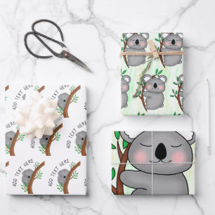 Cute Personalised Baby Koala Bear Baby Shower Wrapping Paper Sheet