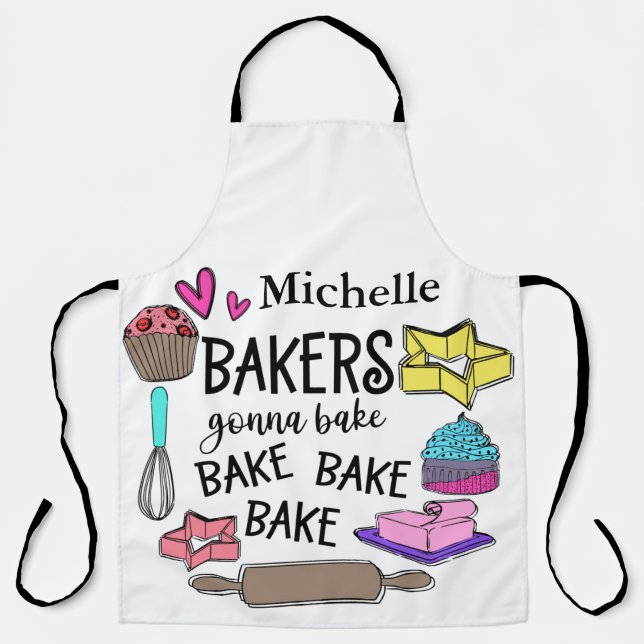 Cute Personalised Bakers Gonna Bake Apron (Front)