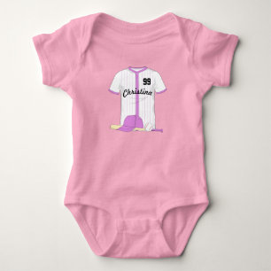 Cute Personalised Baseball Baby Bodysuit