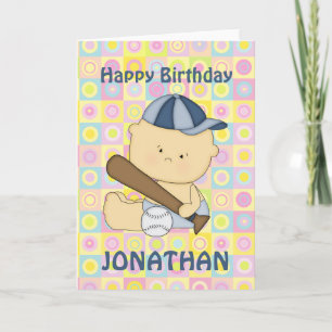 Cute personalised baseball kid  birthday cards
