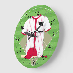 Cute Personalised Baseball Large Clock