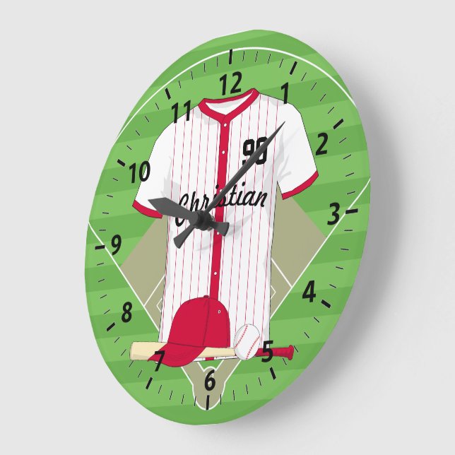 Cute Personalised Baseball Large Clock (Angle)