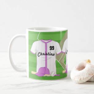 Cute Personalised Baseball pink Coffee Mug