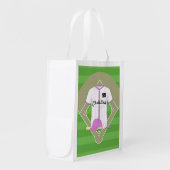 Cute Personalised Baseball pink Reusable Grocery Bag (Front Side)