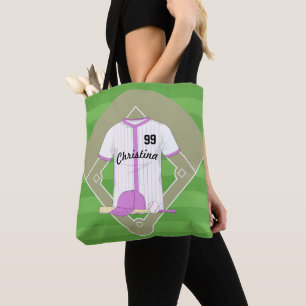 Cute Personalised Baseball pink Tote Bag