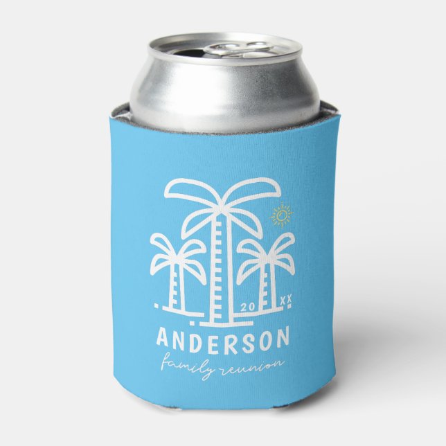 Cute Personalised Beach Family Reunion Can Cooler (Can Front)