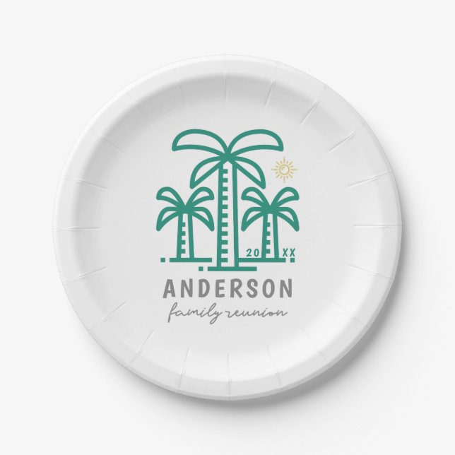 Cute Personalised Beach Family Reunion Paper Plate (Front)