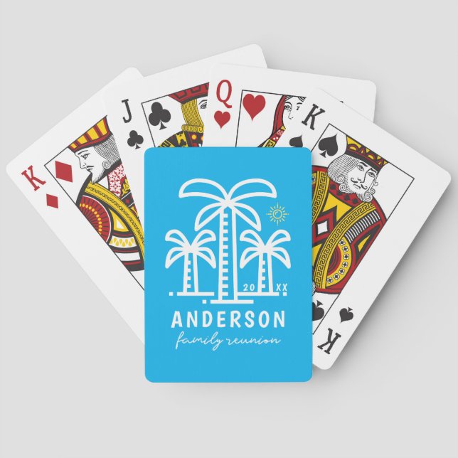 Cute Personalised Beach Family Reunion Playing Cards (Back)