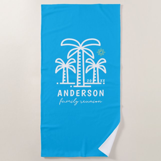 Cute Personalised Beach Family Reunion Towel (Front)
