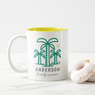 Cute Personalised Beach Family Reunion Two-Tone Coffee Mug