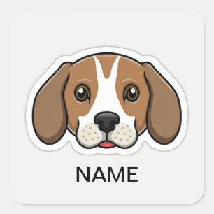 Cute personalised beagle dog square sticker