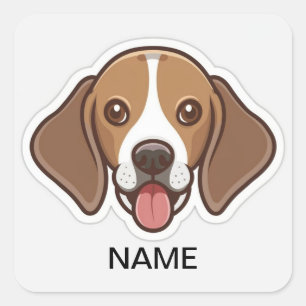 Cute personalised beagle dog square sticker