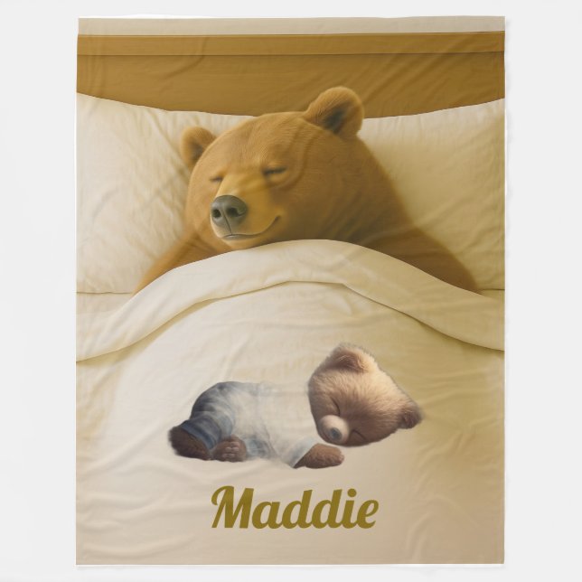 Cute Personalised Bear Blanket (Front)