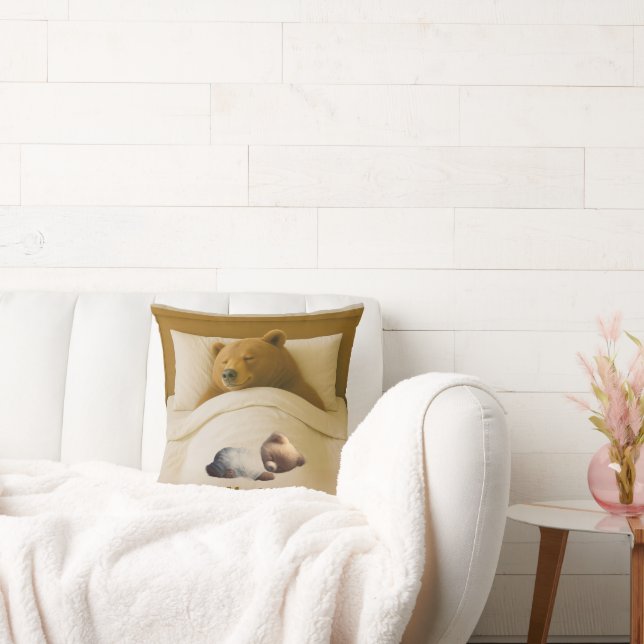 Cute Personalised Bear Throw Pillow (Couch)