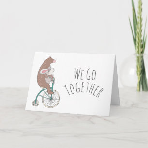 Cute Personalised Bicycling Bear & Bunny Thank You Card