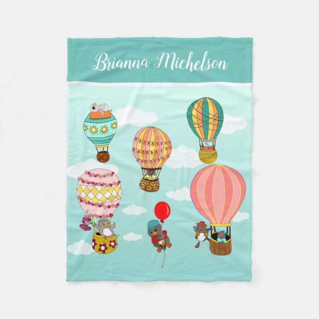 Cute Personalised Bird Illustration for Kids Fleece Blanket (Front)