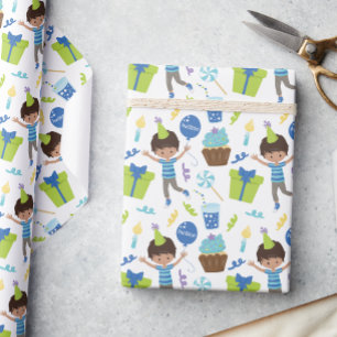 Cute Personalised Birthday Boy Wrapping Paper