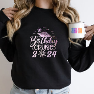 Cute Personalised Birthday Cruise Ship Family Pink T-Shirt