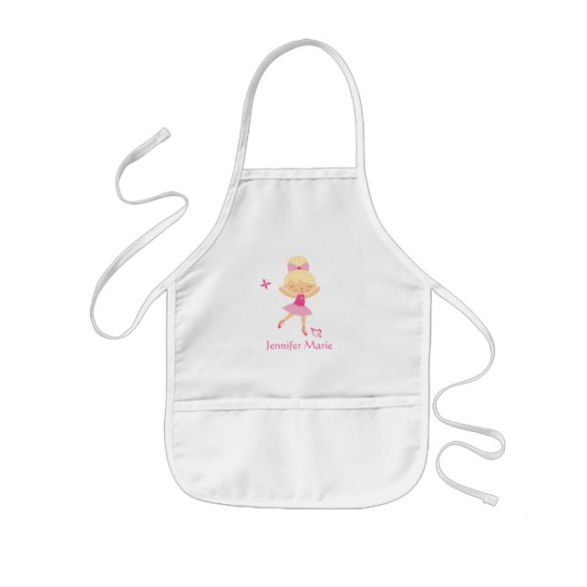 Cute personalised blonde hair ballerina apron (Front)