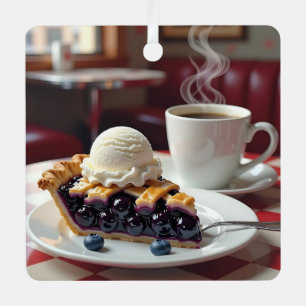 Cute Personalised Blueberry Pie Christmas Metal Tree Decoration