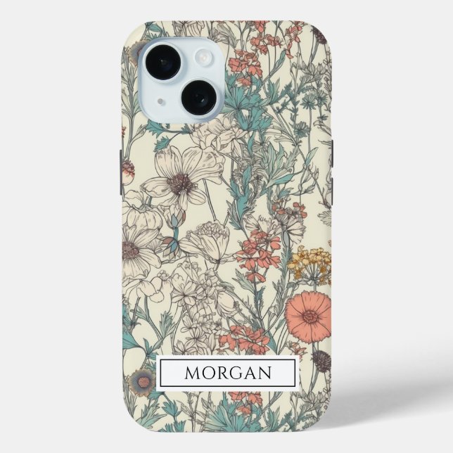 Cute Personalised Boho Floral Wildflower  Case-Mate iPhone Case (Back)