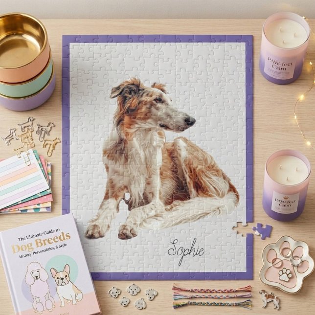 Cute Personalised Borzoi Dog Jigsaw Puzzle (Creator Uploaded)