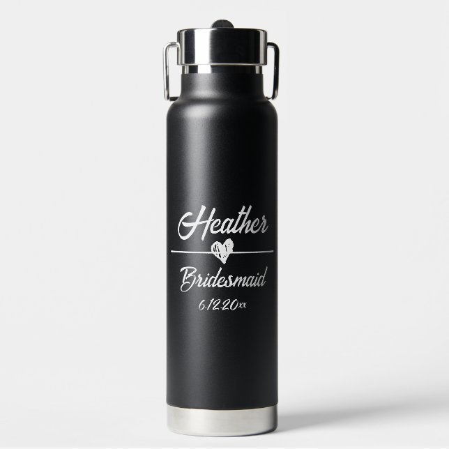 Cute Personalised Bridesmaid Water Bottle (Front)