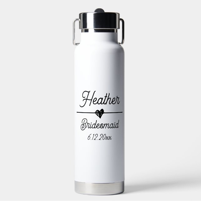 Cute Personalised Bridesmaid Water Bottle (Front)